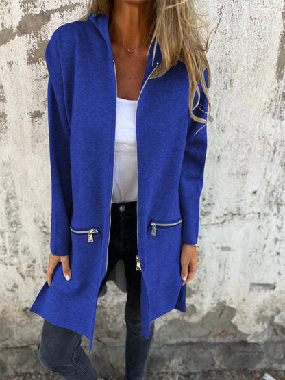 Women's Long Cardigan Zip Front Design