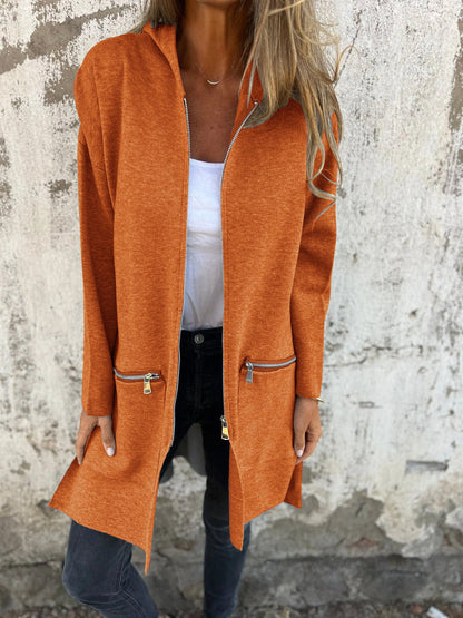 Women's Long Cardigan Zip Front Design