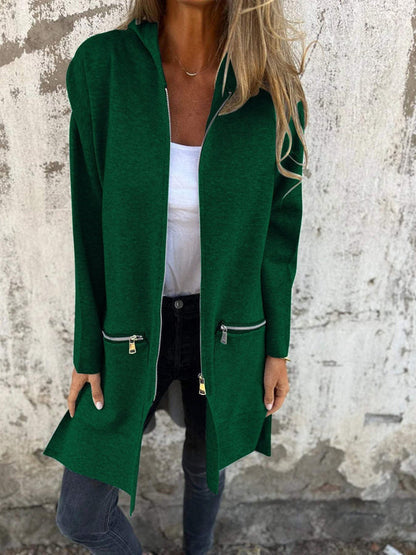 Women's Long Cardigan Zip Front Design