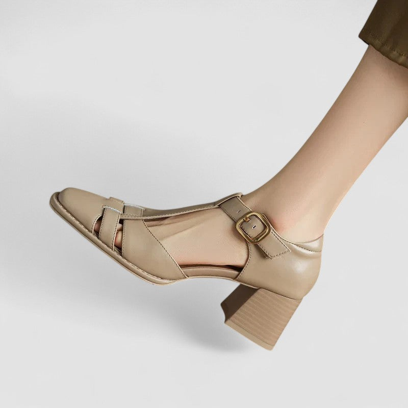 Women's T-Strap Square Toe Heels