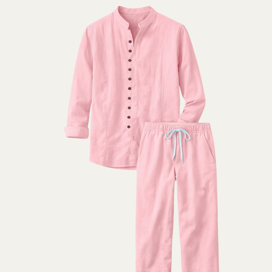 Men's Retro Cotton Linen Shirt Pants Set