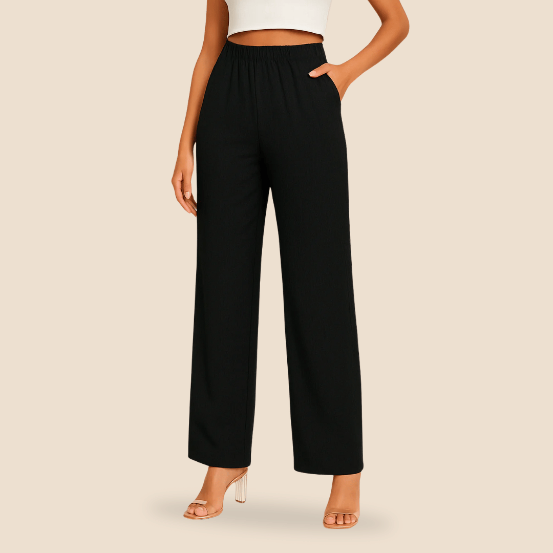 Women's Straight Leg Trousers Elastic Waist