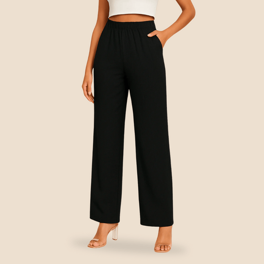 Women's Straight Leg Trousers Elastic Waist