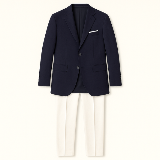 Men's Navy Blue Slim Fit Blazer Suit Set