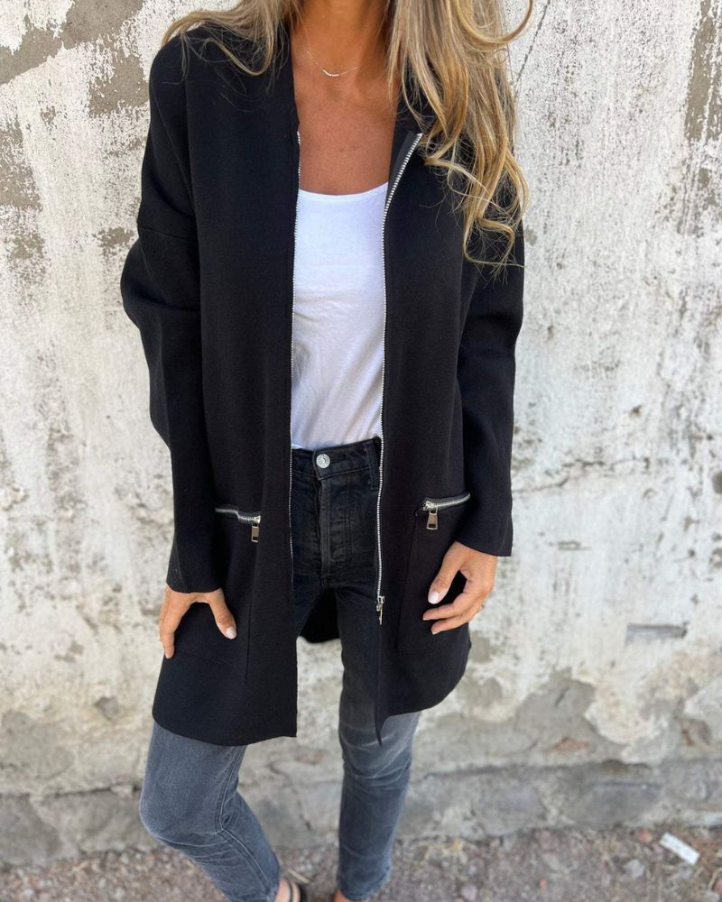 Women's Long Cardigan Zip Front Design