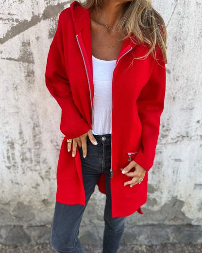 Women's Long Cardigan Zip Front Design