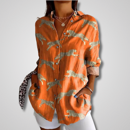 Women's Printed Button-Button-Front Blouse