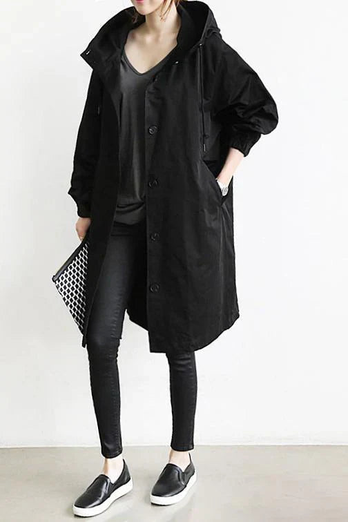 Women's Oversized Hooded Trench Coat Waterproof