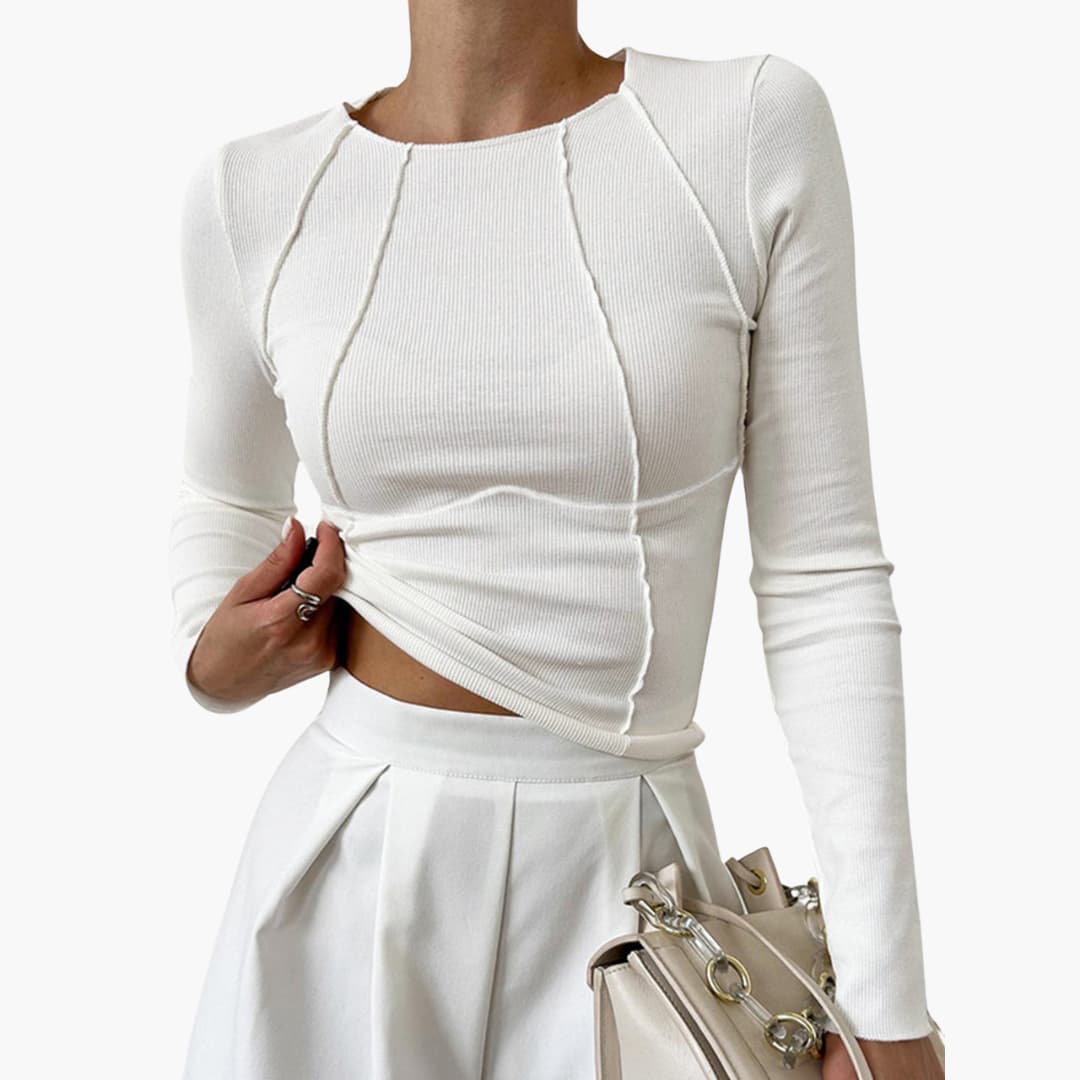 Women's Cropped Long Sleeve Ribbed