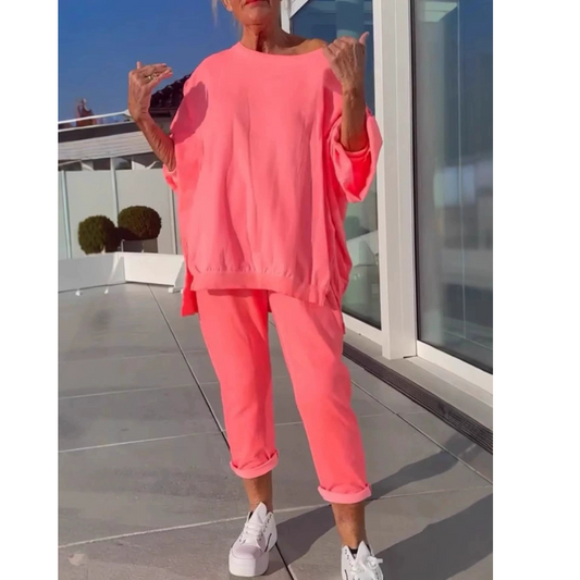 Women's Loungewear Set Loose Fit Pullover Ankle Pants
