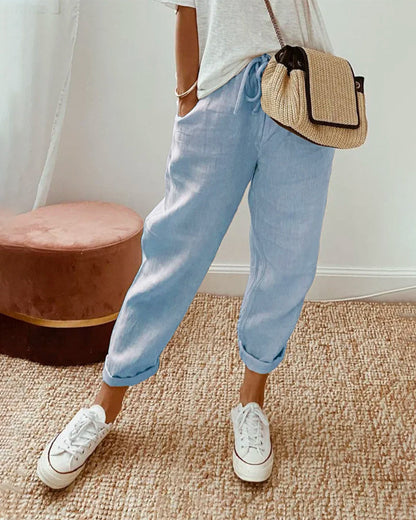 Linen Sweatpants Casual Beige