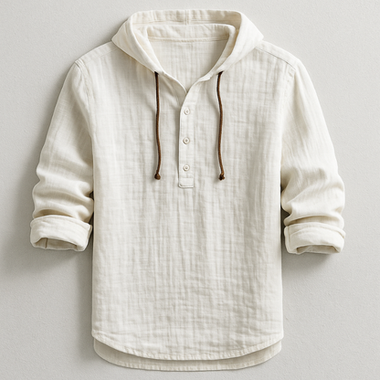 Men's Pullover Hoodie Button Neck