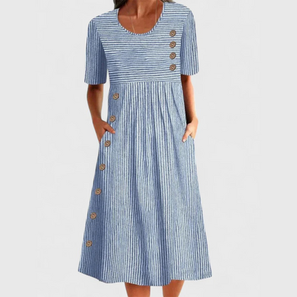 Women's Casual Short Sleeve Dress Side Buttons