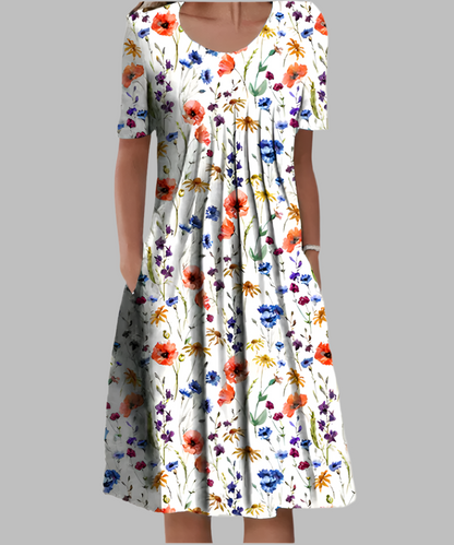 Women's Short Sleeve Floral Print Dress