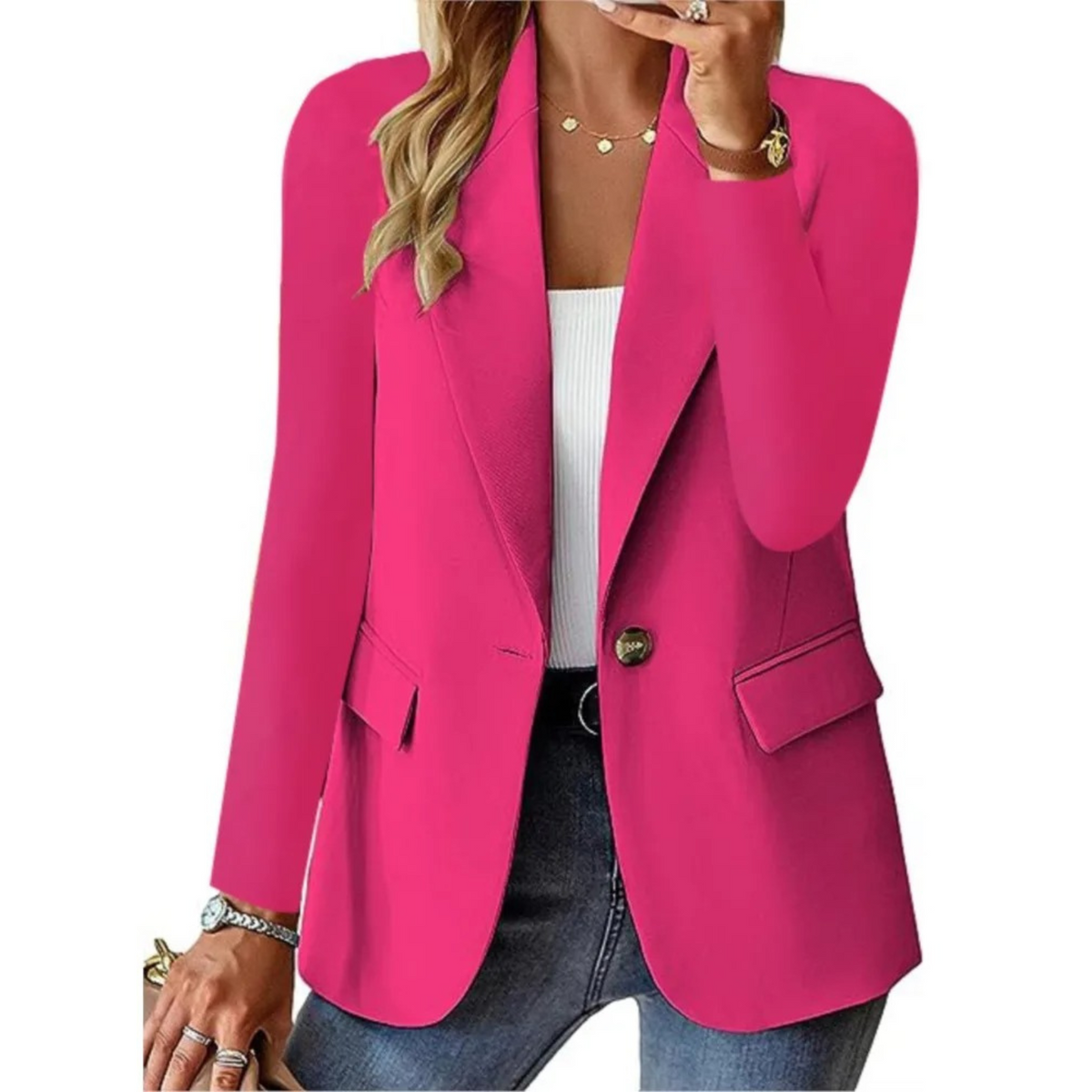 Women's Slim Fit Blazer Long Sleeve Buckle Detail