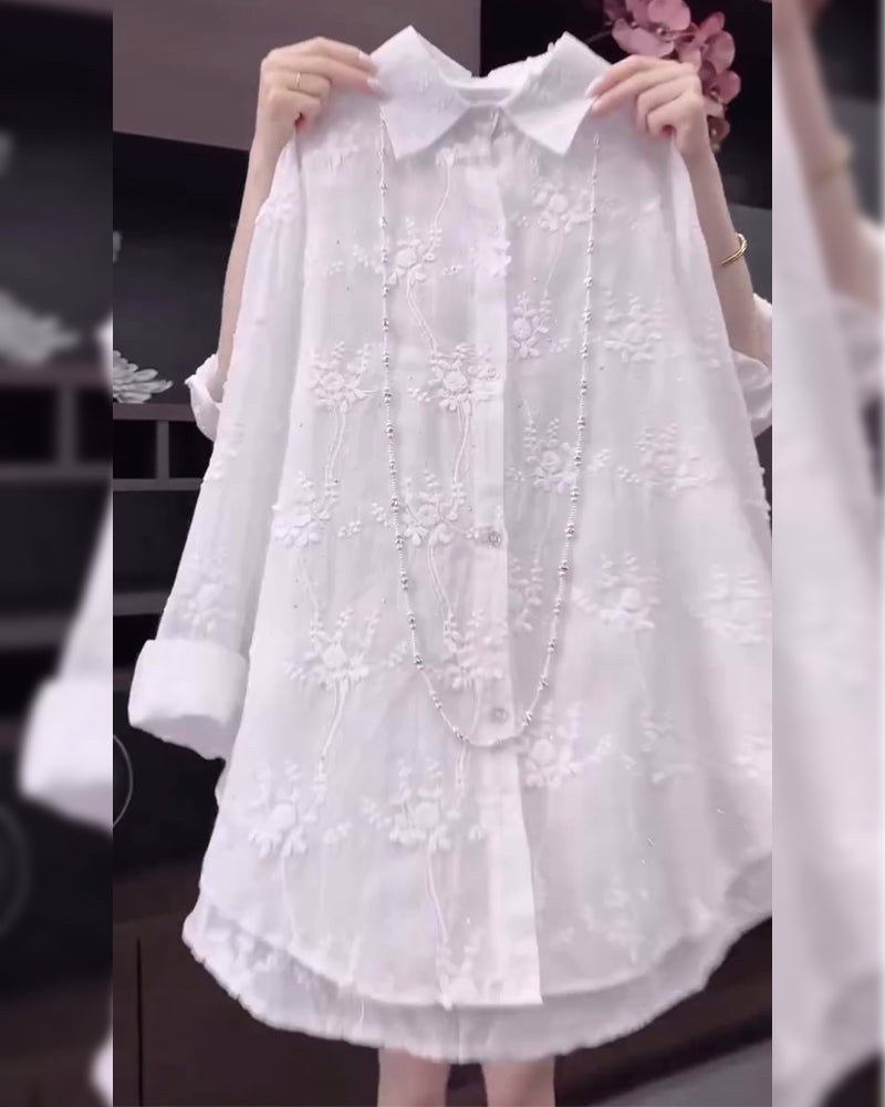 Women Embroidered Drop Shoulder Shirt