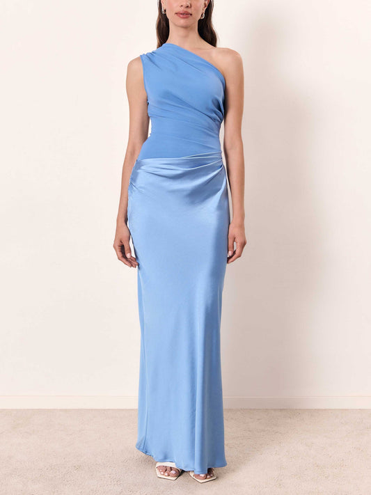 Serelisse | Women’s One Shoulder Pleated Maxi Evening Dress