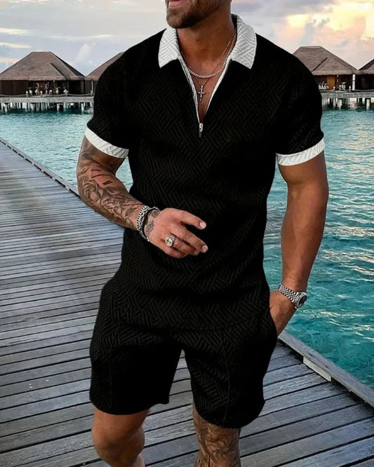 Men's Summer Tracksuit Zipper Collar