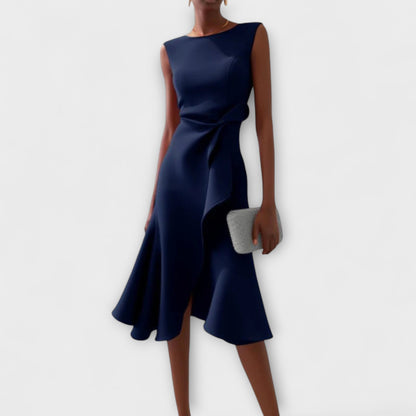 | Women’s Elegant Sleeveless Ruffle Midi Dress