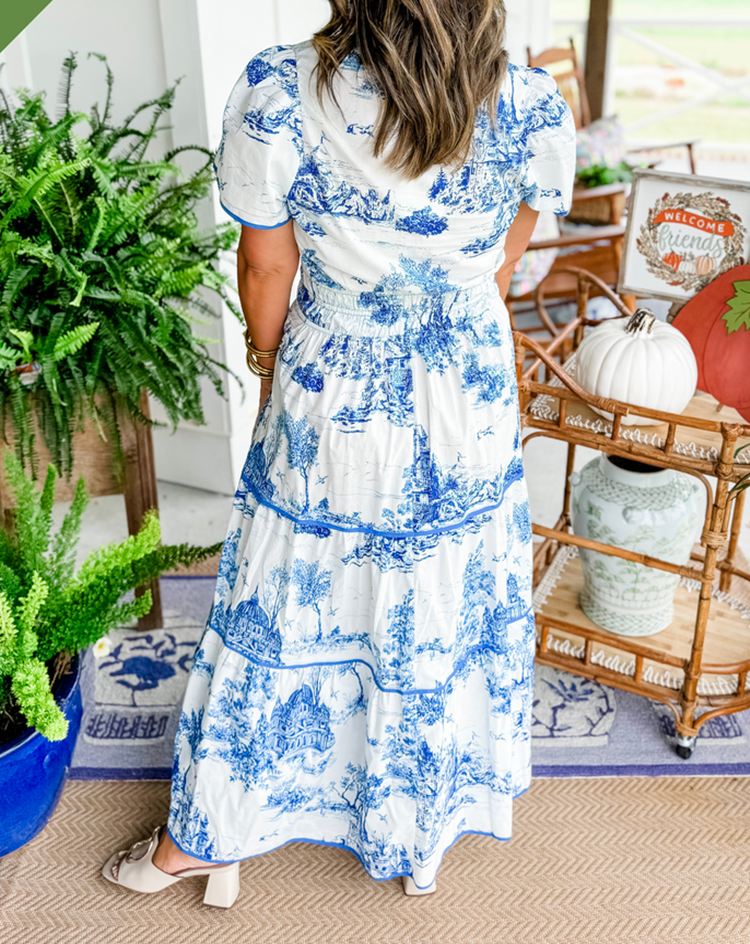 Women's Maxi Dress Toile Print Tiered