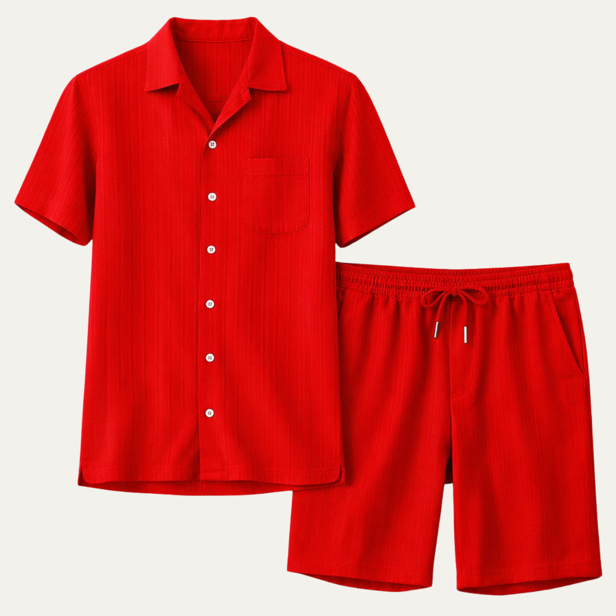 Mens Breathable Summer Shirt And Shorts Set