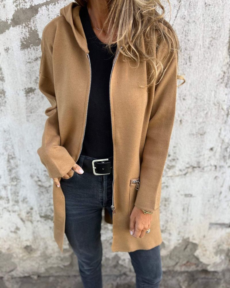 Women's Long Cardigan Zip Front Design