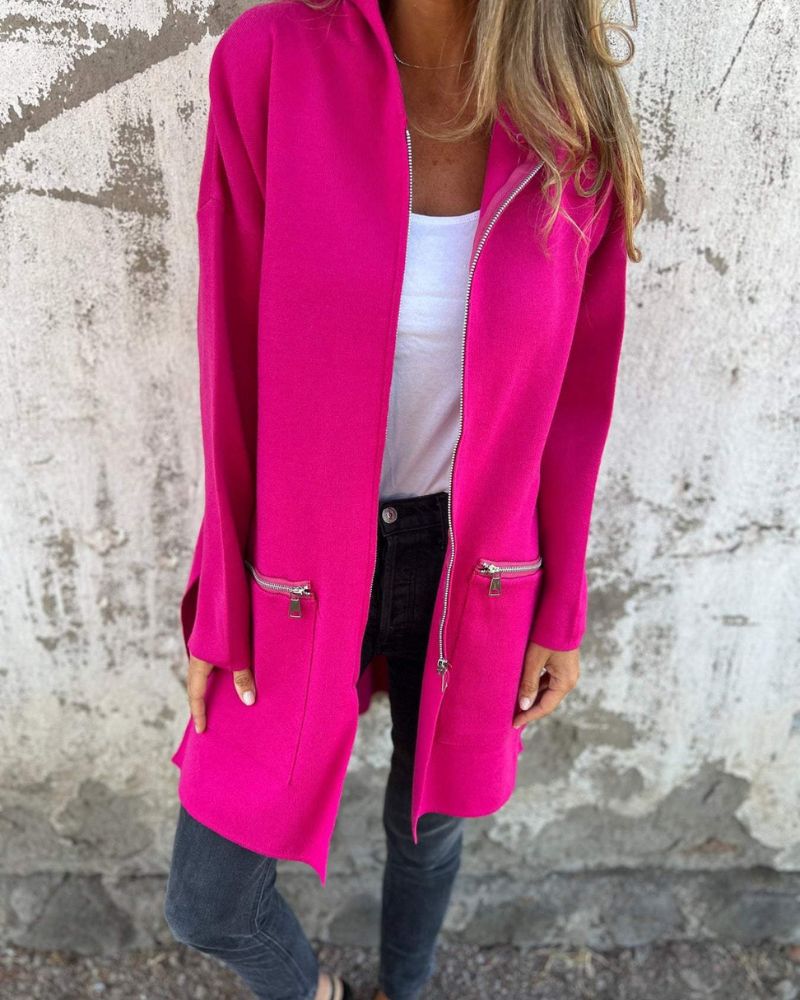 Women's Long Cardigan Zip Front Design