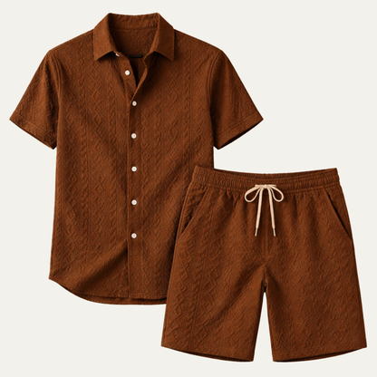Men's Knitted Summer Set Shirt And Shorts