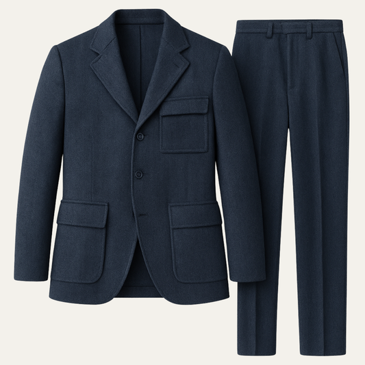 Men's 3 Piece Tweed Suit Herringbone Blazer