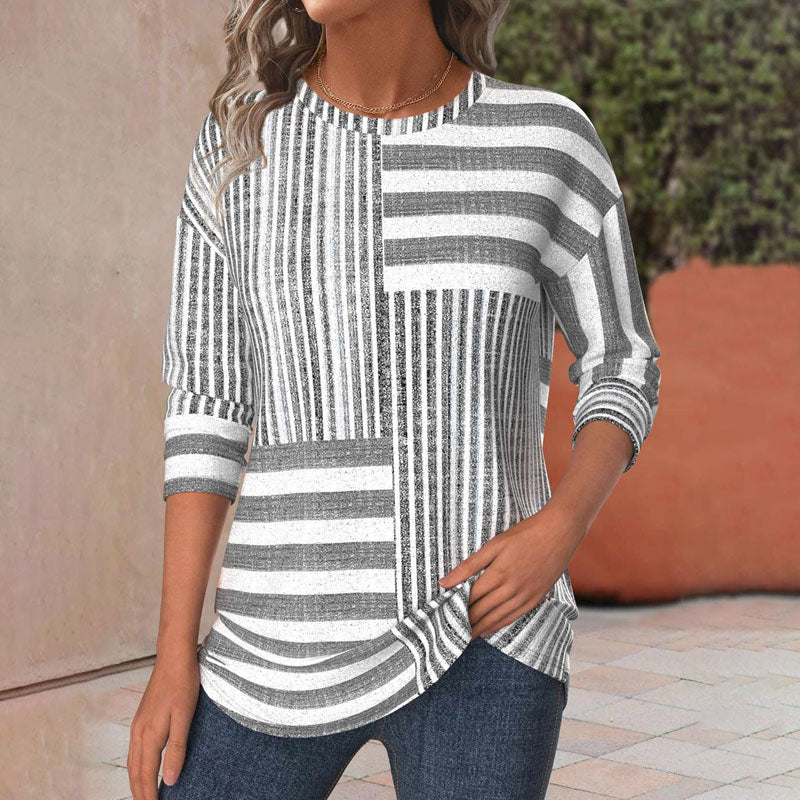 Women's Striped Blouse Three-Quarter Sleeves