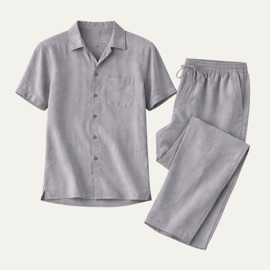 Men's Linen Casual Summer Shirt And Pants Set
