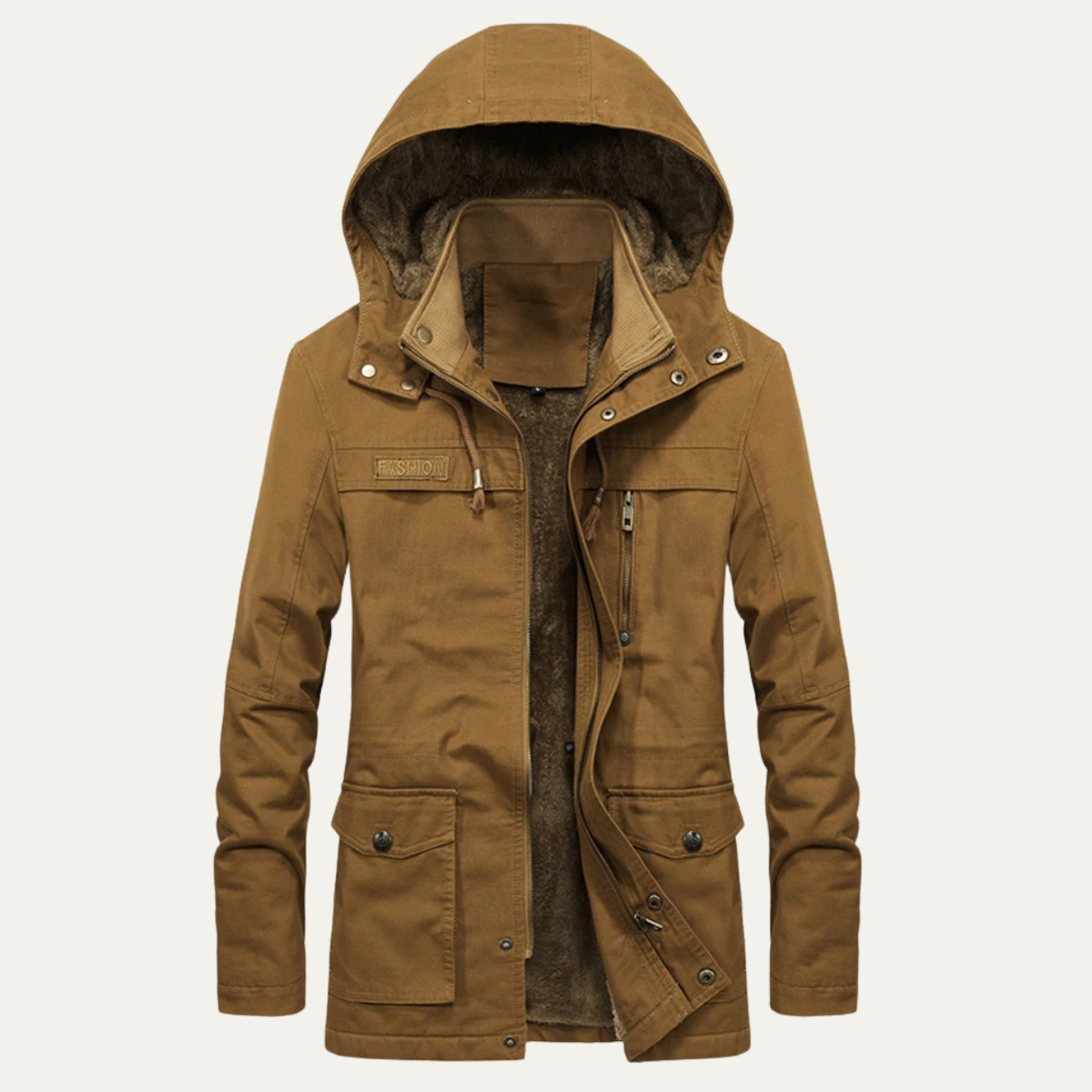 Men's Field Winter Jacket Thick Hooded Multi Pocket