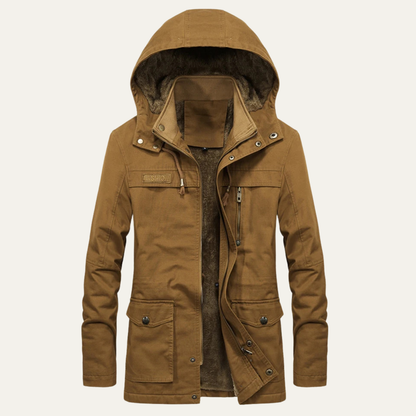 Men's Field Winter Jacket Thick Hooded Multi Pocket