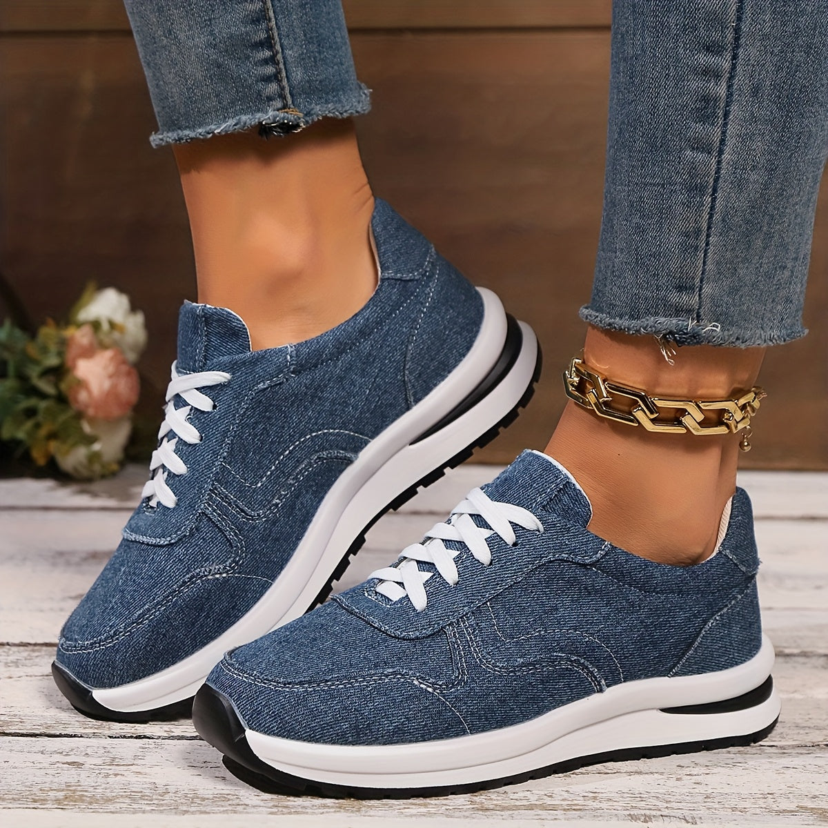Women's Platform Sneakers Lace-Up Casual