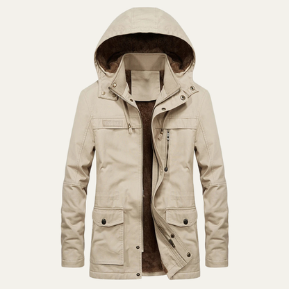 Men's Field Winter Jacket Thick Hooded Multi Pocket