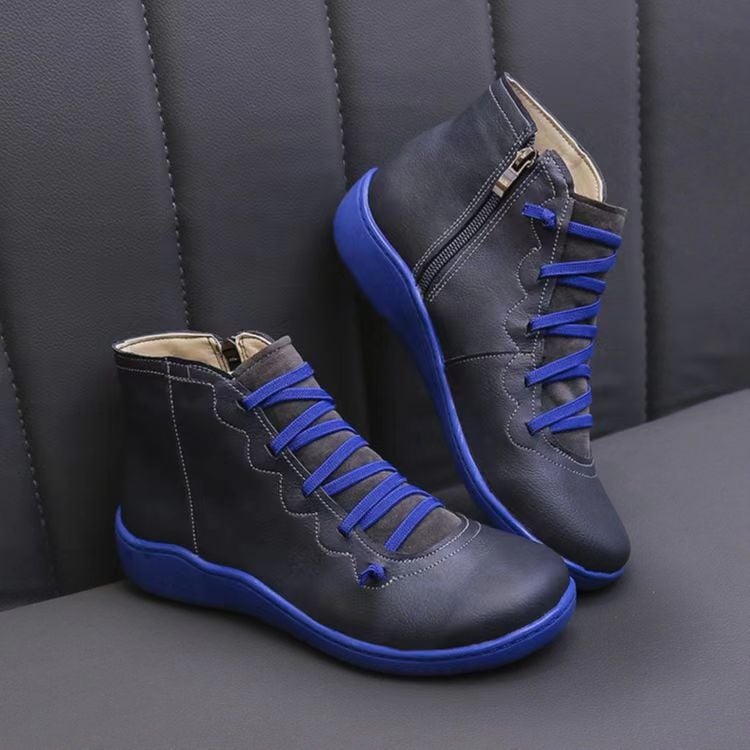 Women's Low Ankle Boots Lace Up Flat Style