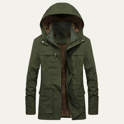 Men's Field Winter Jacket Thick Hooded Multi Pocket