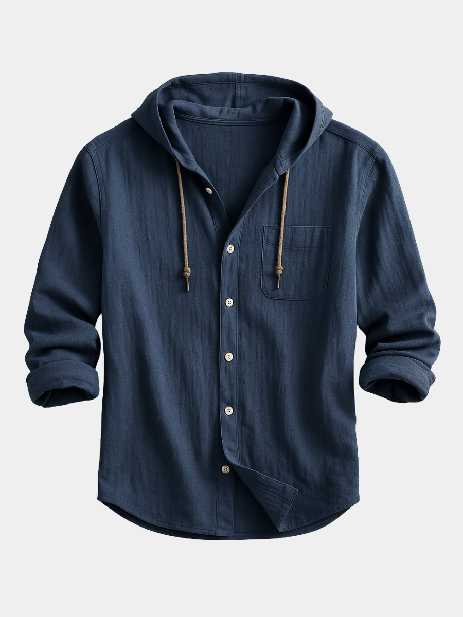 Men's Long-Sleeve Hoodie With Chest Pocket