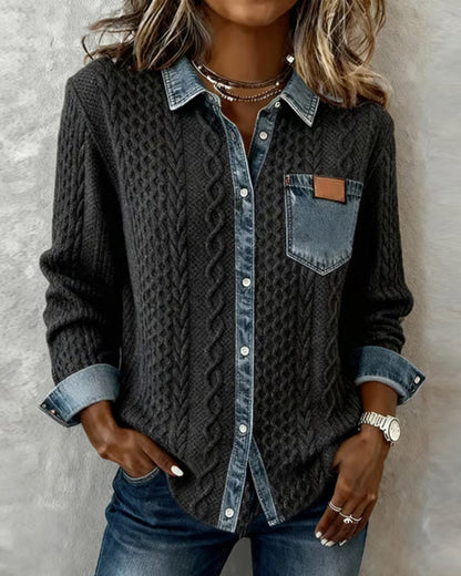 Women's Cable Knit Long Sleeve Blouse