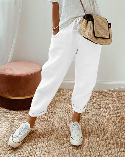 Linen Sweatpants Moisture Wicking Beige