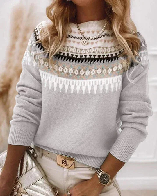 Women's Long Sleeved Printed Sweater