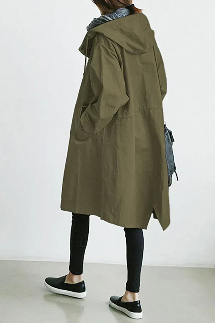 Women's Oversized Hooded Trench Coat Waterproof
