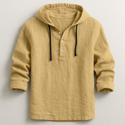 Men's Pullover Hoodie Button Neck