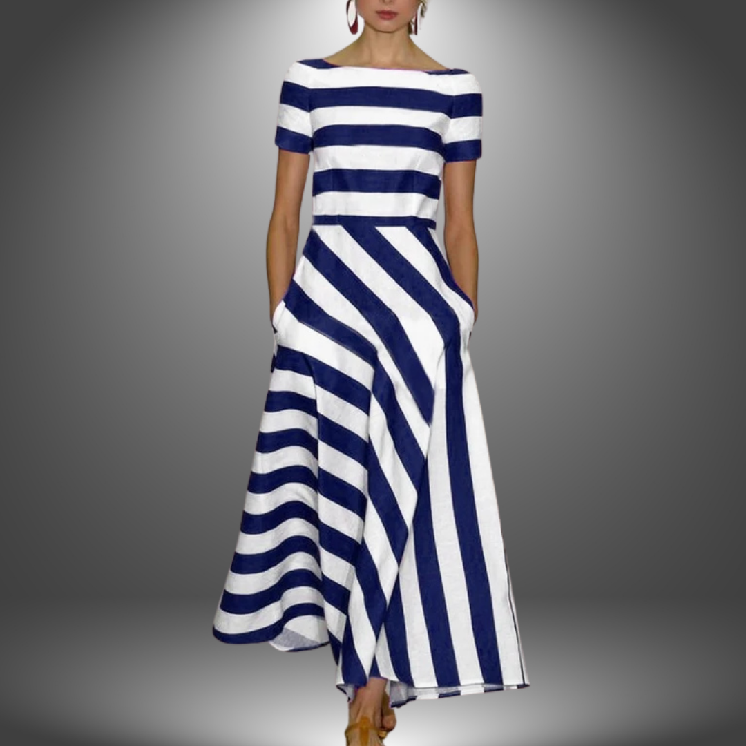 Women's Maxi Red And White Striped Evening Dress
