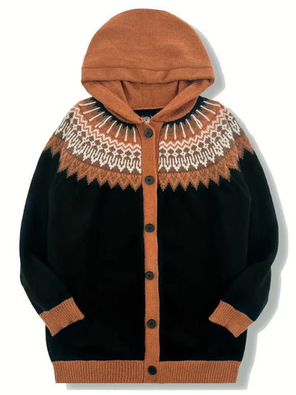 Women's Hooded Cardigan Button Front Knit