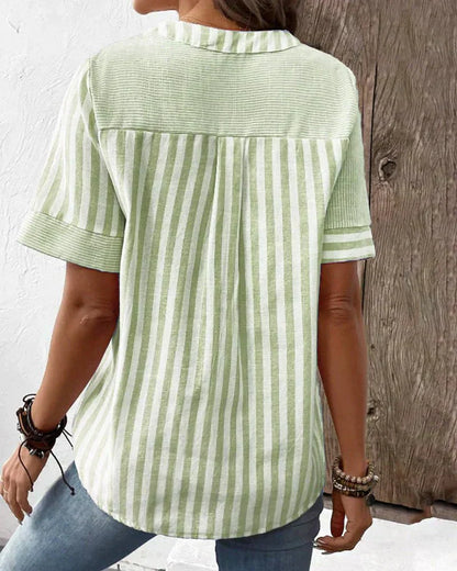 Women's Stripe Button Front Blouse