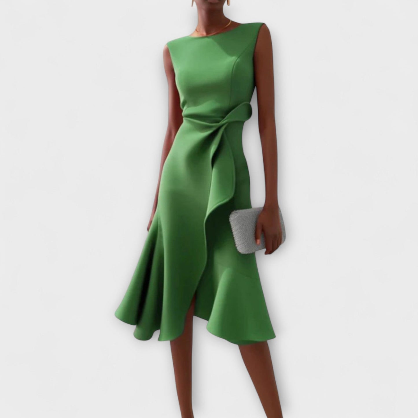 | Women’s Elegant Sleeveless Ruffle Midi Dress