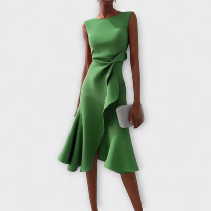 | Women’s Elegant Sleeveless Ruffle Midi Dress