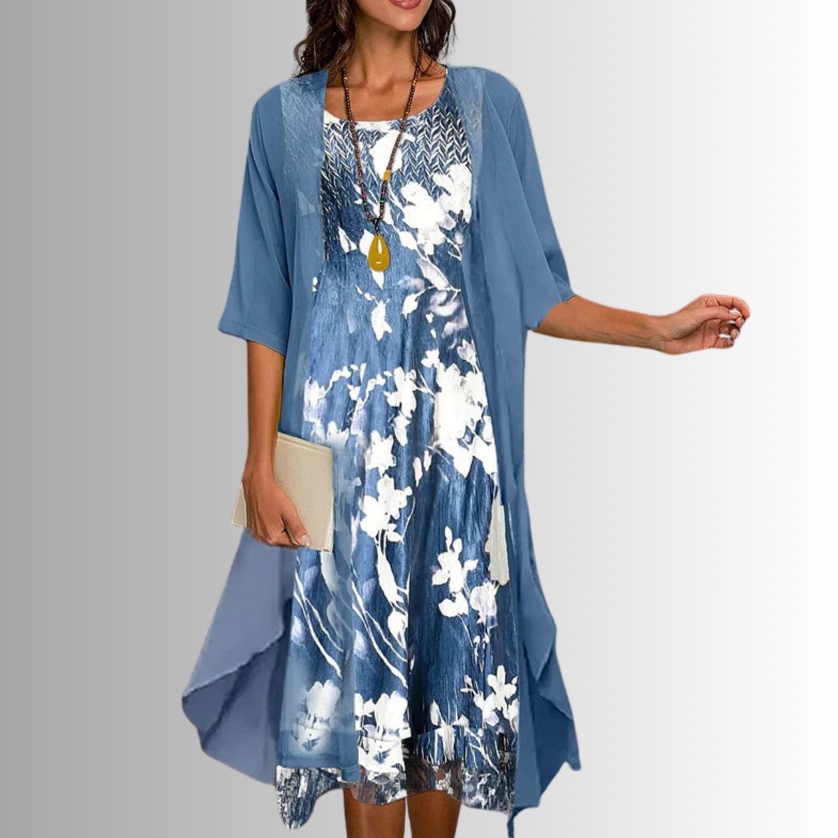 Women's Midi Dress Printed Square Neck Half Sleeve