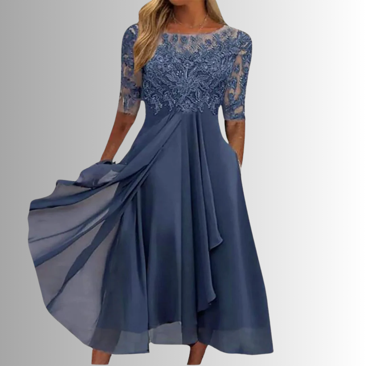 Women's Lace Midi Dress Flowy Skirt